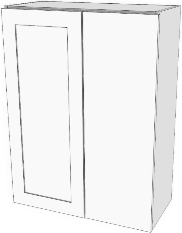 Wall corner blind right cabinet. 24" to 33" wide 12" deep, 36" high. Door on left with 12" blind panel on right. Designed to install 3" away from wall corner. Modifying cabinet width modifies door width. Panel size will stay the same. 3 adjustable shelves.