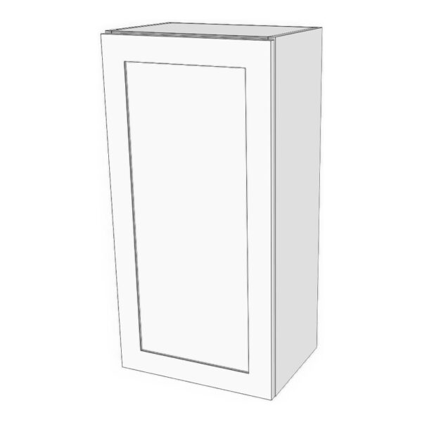 Wall cabinet with door: 6" to 24" wide, 36" high, 12" deep. 3 adjustable shelves. *Double shaker door will be flat slab if 7" or less