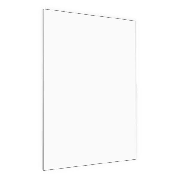 Base end panel. Finished on both sides and 2 long edges. 12" to 24 1/2" wide, 34 3/4"high, 5/8" thick.
